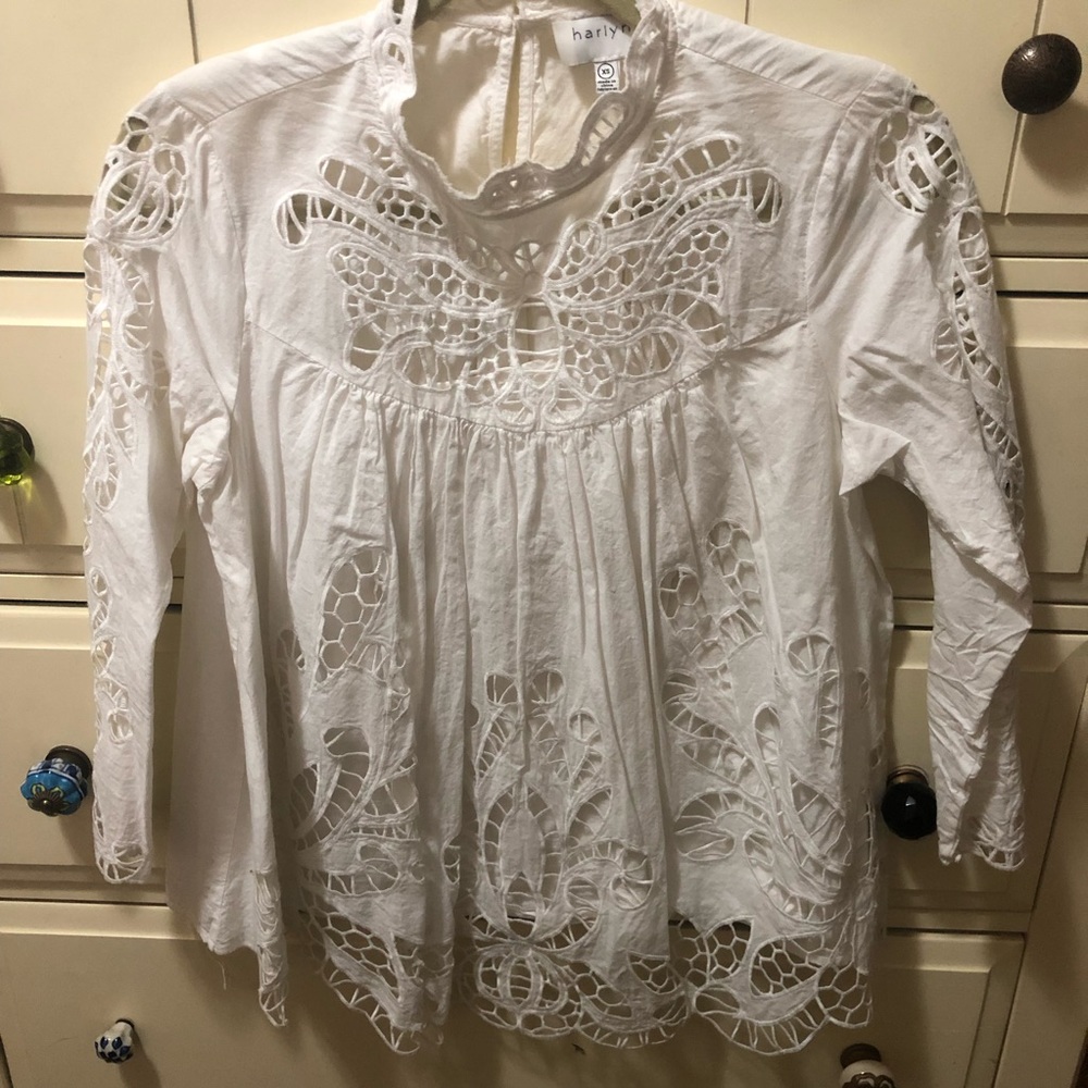 Women’s Anthropologie Harlyn White Eyelet Top